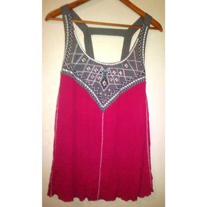 Maurices boho embellished tank top berry gray size 3